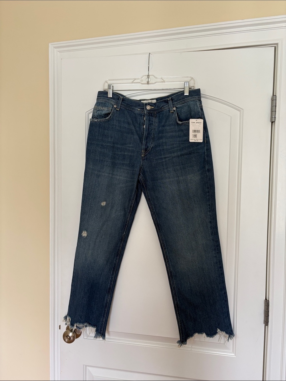 We The Free Dark Blue Distressed Ankle Jeans